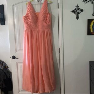 Size 20 Peach formal dress. Crinkle cross cross top with corset back.